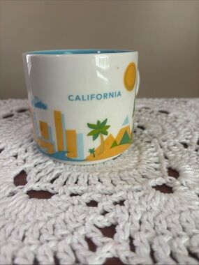 Starbucks California Souvenir Ceramic Mug - White with Blue & Yellow Design